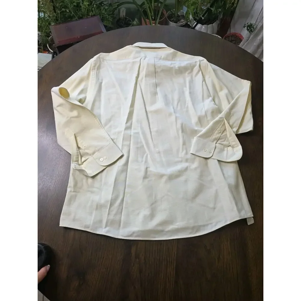 Arrow Company Mens 17 32/33 Large Yellow Wrinkle Free Oxford Dress Shirt USA Mad